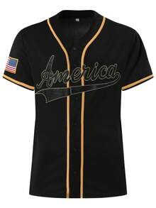 Atonmore 1 buah Jaket Baseball Hitam Pria, Sweatshirt Olahraga Kasual dengan Kancing dan Bordir, Cocok untuk Latihan dan Kompetisi - Hitam - View 2