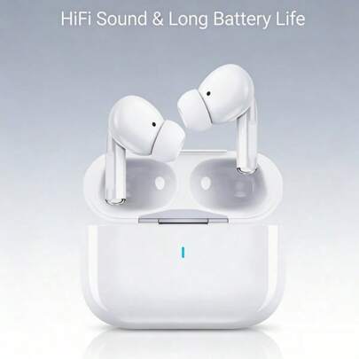 2026 New Bluetooth Wireless Earbuds, 5.3 Bluetooth Headphones For Apple Earbuds Wireless, ENC Noise Cancelling Hrs Playback In Ear  HiFi Bass White