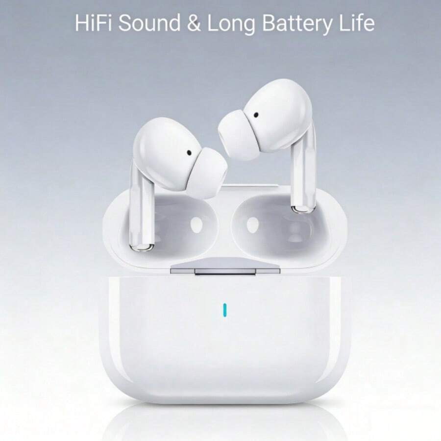 2026 New Bluetooth Wireless Earbuds, 5.3 Bluetooth Headphones For Apple Earbuds Wireless, ENC Noise Cancelling Hrs Playback In Ear  HiFi Bass White