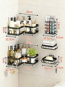 5pcs Bathroom Shelf Organizer Set, Wall Mounted & Countertop Storage Rack, Multifunctional No Drill Shelves For Toilet, Cosmetic, Bathroom Accessories - 5-piece Bathroom Shelf Set - View 3