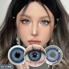 1 Pair Blue Soft 14.5mm 1 Year Disposable Fashion Makeup Lenses - Blue - View 3