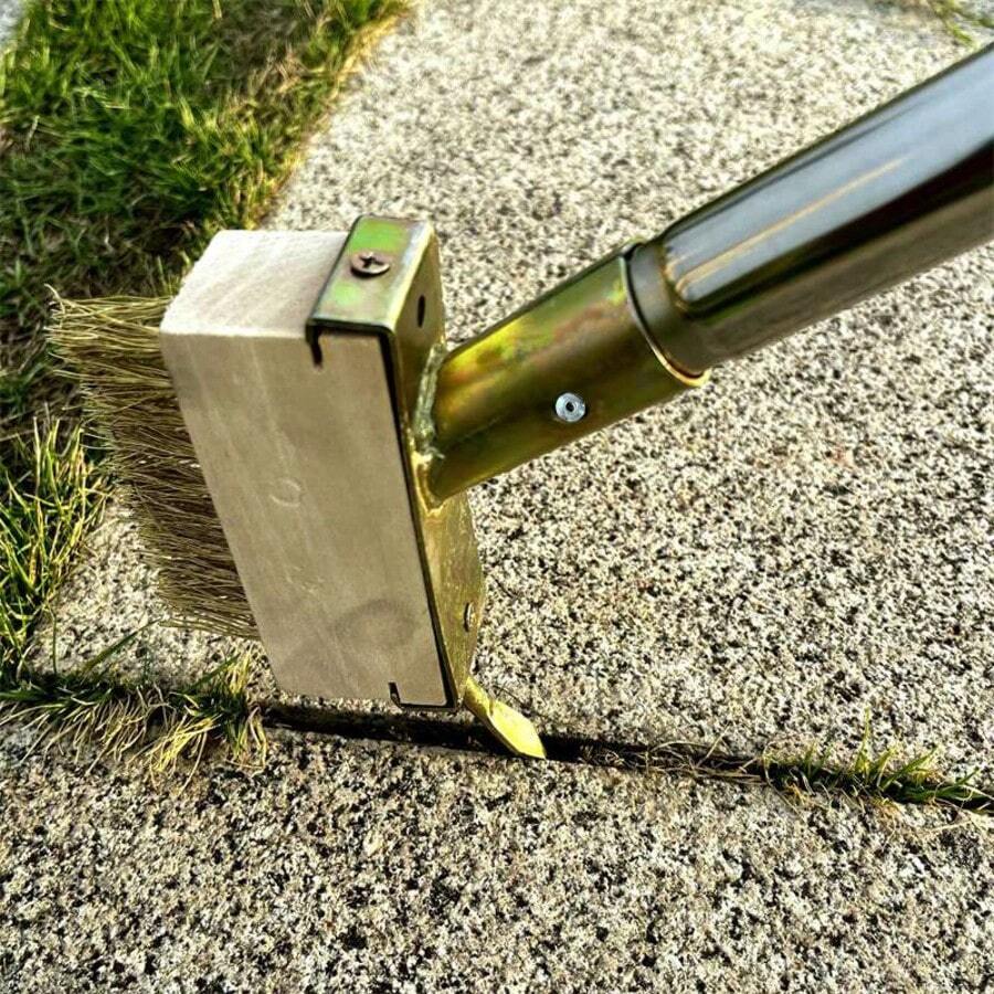 1pc/2pcs Long Handle Cleaning Brush, Suitable For Patio, Tile And Driveway Cleaning - Patio Cleaning Tool With Angled Steel Wire Bristles To Remove Weeds And Moss Buildup
