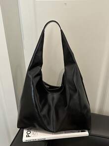Bolso de hombro de mujer de gran capacidad y unicolor vintage, bolso cruzado multifuncional, bolso de mano, bolso cruzado de gran capacidad, bolso de trabajo casual (el color y la imagen pue - Negro 5 - Ver 10