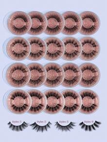 MAANGE 20 Pairs Natural Criss-Cross Mixed Style False Eyelashes, Curly And Long-Lasting Hypoallergenic Fake Lashes, Cartoon Design Suitable For Daily Use, Travel Essential - Black - View 3