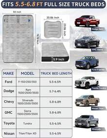 Umbrauto Air Mattress For 5.5-6.5 Ft Short Bed Full-Size Trucks, Pickup Truck Airbed Mattress With Corded Air Pump For Outdoor Travel - 5.5-6.5ft Truck Bed (Cordless Pump) - 查看 2
