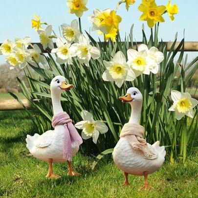 2D平面印刷创意鸭子花园插牌，花园装饰，节日氛围装饰