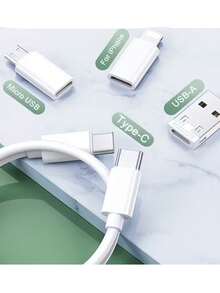 Gesen 五合一充电套装，60W PD USB-C 转 USB-C 数据线，兼容 iOS 8-17 及其他安卓设备，通用 Type-C/Micro USB 接口，可为所有智能手机快速充电 - 彩色 - 查看 5