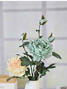 Konstgjorda pioner Realistiska konstgjorda falska blomsterarrangemang, falska pioner med stjälkar Heminredning Bröllopsbukett Borddekorationer Hem Kök Bröllopsdekor - Multifärgad - Visa 4