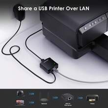 Servidor de impresión en red USB, adecuado para impresora USB, servidor de impresión compartida en red de área local, compatible con protocolo de impresión LPR, adaptador de servidor de impresión por computadora de 10/100Mbps, compatible con Windows, MacOS y sistemas superiores, sin necesidad de controlador - Tipo de Enchufe A USA (110-127V) - Ver 3