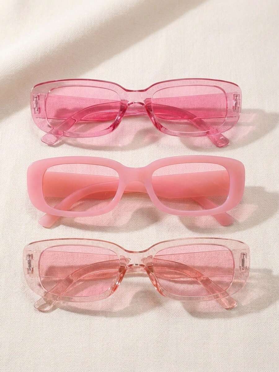 3副/套 女孩粉色镜框眼镜，适合日常佩戴 - 彩色 - 查看 1