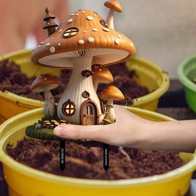 Flat 3D Effect Mushroom House Garden Stake, Garden Decor, Holiday Atmosphere Decoration