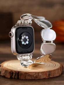 1pc Minimalist Shiny Metal Strap Suitable For Apple Watch Band 38mm 40mm 41mm 42mm 44mm 45mm 46mm 49mm, Fashionable Women Wristband For Apple Watch Series Ultra 2 SE 11 10 9 8 7 SE 6 5 4 3 2 1, Gift - Silver - View 7