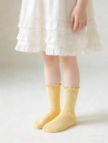 10/7/3 Pairs Kids Solid Color Mid-Calf Socks, Japanese School Style Socks, Vibrant Colors, Ruffle Trim Design, Casual & Fashionable, Soft & Comfortable, Suitable For Daily Wear In Spring, Summer, Autumn And Winter, Fits Children Aged 2-12, Exquisite Gift, New Year Socks - Multicolor - View 5