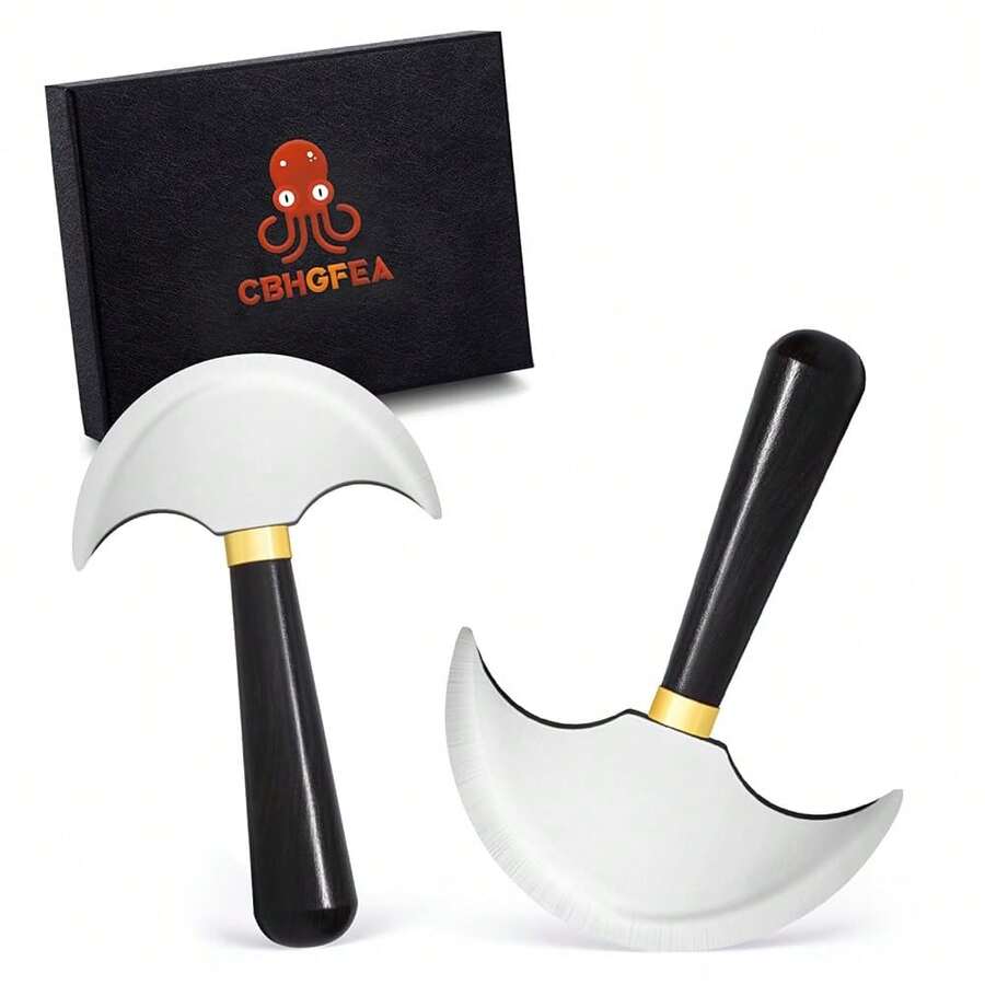 [Free Shipping]Leather  With Ebony Wooden Handle, Sharp Round Head Craft Skiving Cutting Tools, Leather WorFKing Tools For Cutting, Skiving, Crafting & Artistic Project (S+L) - 小號+大號 - 查看 1