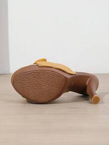 夏季厚底凉鞋，韩版高跟凉鞋，厚底单带百搭时尚户外高跟凉鞋，女士 - 土黃色 - 查看 8