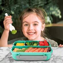 1pc 4-Compartment Bento Lunch Box, 1300ML Capacity, Leak-Proof, Easy To Clean, Student Meal Box - Multicolor - View 6