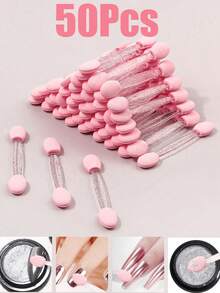 50/100支装一次性指甲刷，指甲清洁工具，双头眼影眉刷，一次性唇膏唇刷，适用于卸妆，化妆刷，眼影刷，专业眼妆工具，或作为精致礼物。 - 彩色 - 查看 8