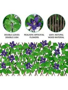1pc Expandable Artificial Hedge With White Flowers And Green Leaves, UV-Resistant, Adjustable Simulated Ivy Privacy Screen, Suitable For Garden, Backyard, Balcony Wall Decor, As Well As Retractable Fence Net And Panels - Orchid Fence - View 2