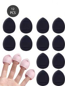 12个装指套粉扑，迷你粉扑，柔软粉扑，遮瑕粉底，散粉，矿物海绵，干湿两用化妆工具 - 彩色 - 查看 15