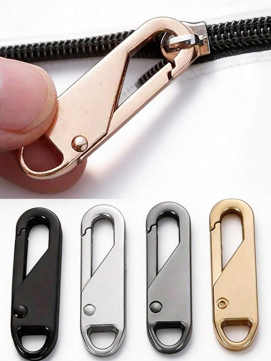 4/10/20pcs Multi-Functional Zipper Pulls Replacement - Suitable For Luggage, Jackets - Easy To Install, Zipper Heads, Zipper Accessories, Replacement, Repair, Detachable, Metal, Bags, Clothing, Backpacks, Universal, Durable - 3.81cm X 1.27cm - 4 Color Options