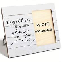 1pc Rustic Wooden Wedding Photo Frame - Horizontal Oval Frame With Heart Pattern, Engraved "Together Is My Favorite Place" - Suitable For Couples, Engagement, Home Decor - No Electricity Required - 1 - View 10