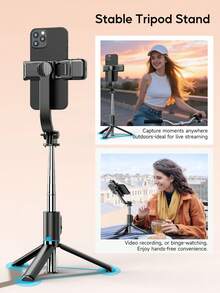 Gậy selfie mini 3 trong 1 chất liệu hợp kim, kèm đèn chiếu sáng và điều khiển từ xa không dây, kích thước bỏ túi, giá đỡ điện thoại có thể kéo dài, lý tưởng cho vlog/livestream, tương thích với iPhone và Android. Thích hợp làm quà tặng Ngày của Mẹ, Sinh nhật. - màu đen - Xem 10