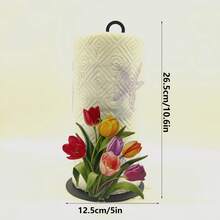 10.24-Inch Cast Iron Tulip Tissue Holder - No Drilling Required, Surface Mount, Festival Decoration, Suitable For Kitchen, Bathroom, And Party, Sturdy Iron Structure, Perfect For Festival Celebrations, Mother's Day Gift Decoration - Multicolor - View 11
