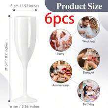 6/12pcs (5.41oz/160ml) White Champagne Glasses, Modern Design, Reusable, Suitable For Home, Wedding, Baking, Valentine's Day Party, Anniversary, Father's Day, Mother's Day, Easter, Holiday Picnic, New Year Party - View 8
