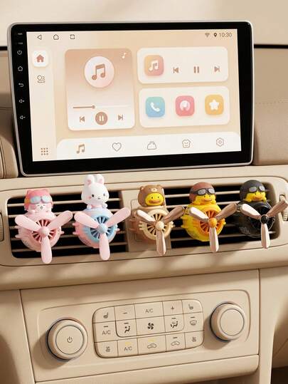 1 st. påfyllningsbar tecknad klämma för luftfräschare, tillbehör till bilens interiör, roterande propeller tecknad bilfläkt, doftklämma för bilen, dekorklämma för bilens ventilation, aromdiffusor för bilens AC-ventilation, inkluderar 2 st. doftkuddar