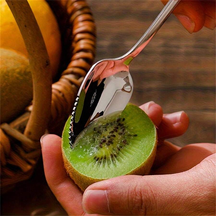 2/4/8pcs Stainless Steel Serrated Fruit Spoons, Grapefruit Spoons, Ice Cream Spoons, Reusable, Dishwasher , Suitable For Restaurant And Home Use, 6.57 Inches, Silver