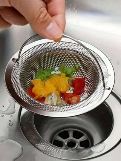 1 pieza Filtro de acero inoxidable para fregadero de cocina, protectores de drenaje estándar para recolección de cabello y alimentos, adecuado para baño, cocina, ducha, decoración del hogar, decoración de otoño, regreso a la escuela