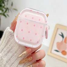 波点圆形图案保护套，兼容苹果无线耳机，防刮防摔。 - 粉色 - 查看 9