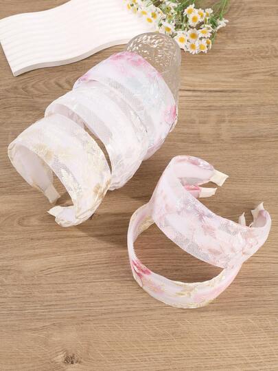 1Pc Tulle Embroidered Wide-Band Headband, Gentle Sweet-Style Hair Accessory, Anti-Slip Comfortable Hairpiece For Daily/Dates/Commute