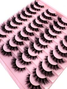 HBZGTLAD 20 Pairs Assorted Styles Fluffy Thick False Eyelashes, Natural Looking Cat Eye, Wispy, Fanned Out Lashes, Reusable For Daily Wear And Lash Practice - Black - View 5