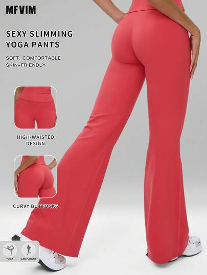  MFVIM 女士高腰喇叭瑜伽裤，修身塑形运动紧身裤，收腹提臀，柔软弹力面料，适合休闲、跑步、瑜伽、普拉提、健身等场合。