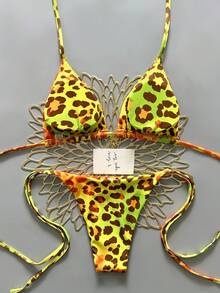 2025 Women's Sexy Leopard Print Bikini 2-Piece Swimwear Vacation Beach Summer - Orange - View 4