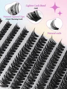 200pcs 60D-Curl Fluffy Faux Mink Eyelashes, Natural & Lengthening Cluster False Lashes, Soft & Fluffy, Suitable For Beginners DIY Eye Makeup, Reusable Eyelash Clusters - D - View 5