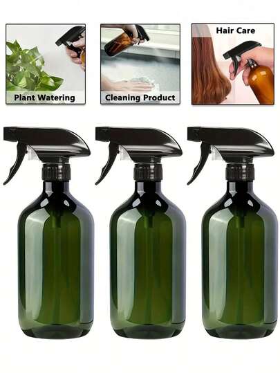 1pc Multi-Purpose Spray Bottle With Black Trigger - Plastic Material, Odorless, Suitable For Cleaning Solutions, Gardening And Skincare Products, Can Be Used As Garden Sprayer, Plastic Spray Bottle And Cleaning Garden Sprayer, Nozzle, High Pressure Spray, Semi-Automatic Continuous Spray Bottle For Salon, Suitable For Essential Oils, Plant Cleaning Solutions, Hair Spray, Etc., Nozzle