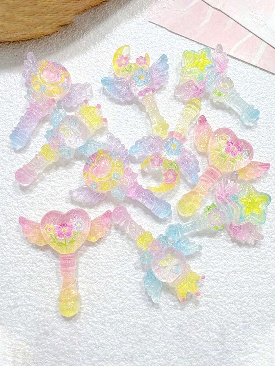 10/20/30 pièces Accessoires en résine de baguette magique cristal transparent dégradé, Pinces à cheveux DIY, Coiffes, Tasses, Porte-clés, Pendentifs, Décorations - Multicolore - Voir 1