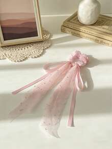 4件套女孩蝴蝶结网纱发圈，婚礼新娘节日派对发饰 - 彩色 - 查看 2