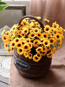 1 Bouquet Of 13 Artificial Sunflowers, Daisy Countryside Style, Suitable For Home Decor, Bedroom Decor, Mother's Day, Party Decor, Wedding, Wedding Decor, Bedroom Decor, Party Supplies, Wedding Decor, Living Room Decor, Gift For Her - Multicolor - View 1