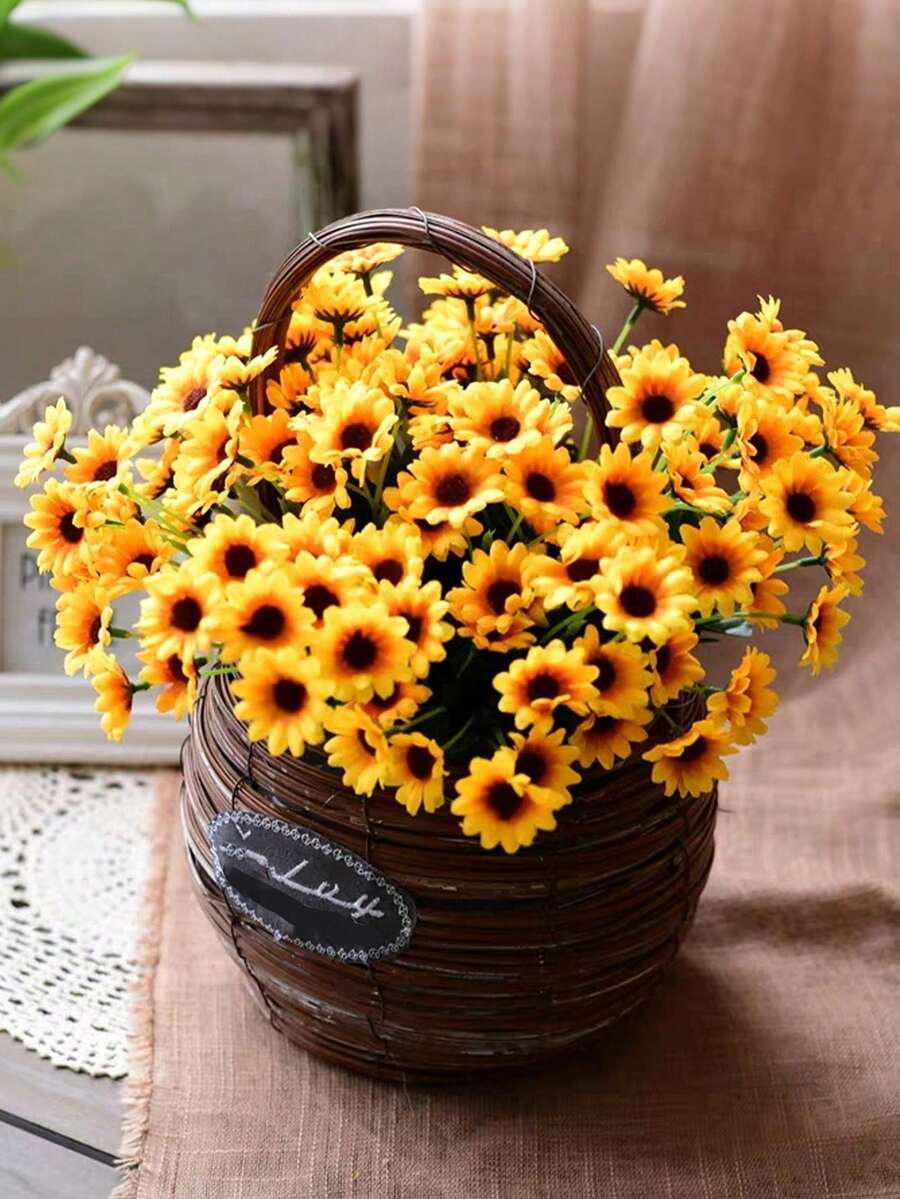 1 Bouquet Of 13 Artificial Sunflowers, Daisy Countryside Style, Suitable For Home Decor, Bedroom Decor, Mother's Day, Party Decor, Wedding, Wedding Decor, Bedroom Decor, Party Supplies, Wedding Decor, Living Room Decor, Gift For Her - Multicolor - View 1