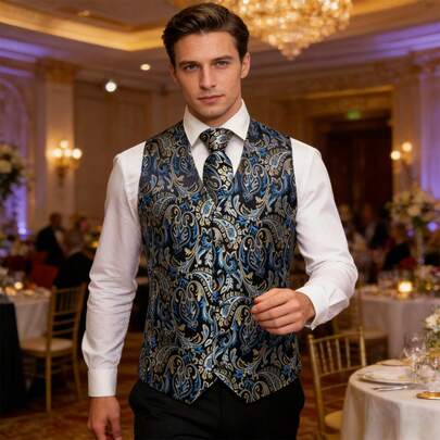 Men's Business Party Paisley Jacquard Vest