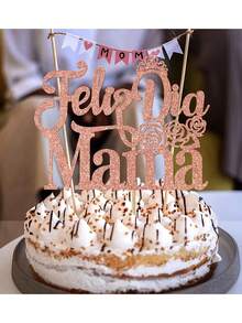 1 pieza Decoración para pastel "Feliz Día de la Madre" en español, decoración de pastel "La mejor mamá del mundo", suministros para decorar pasteles para la celebración del Día de la Madre - Múltiples estilos - Ver 6
