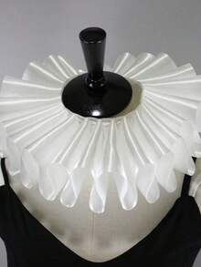 1pc White Pleated Fake Collar, Medieval Art Retro Multipurpose Fake Collar Accessory For Costumes And Stage Props - 白色 - 查看 9
