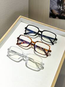 3 PCS Women's Iconic Square Glasses Frame Polycarbonate Lightweight Thin Frame Transparent And Clear Lenses Suitable For Daily Casual Wear With Glasses Box - Multicolor - View 13