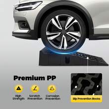Paire de rampes de réparation automobile noires en plastique PP, antidérapantes, capacité de charge de 5 tonnes (16 000 lb), hauteur de levage de 17,5 cm, largeur de travail de 24 cm, dimensions de 90 x 28 x 22 cm par rampe, stables et durables, idéales pour les vidanges d'huile, l'entretien et les réparations de voitures, SUV et véhicules utilitaires légers. - A - Voir 7