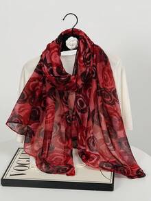 1pc New Bali Yarn Ink Whirlwind Print Scarf, Elegant And Fashionable Thin Sunscreen Scarf For Women, Multi-Functional Soft Shawl Scarf, Daily Evening Dress Outer Wear, Travel Beach Sunshade Shawl, Photography Wear And Festival Gift - Multicolor - View 10