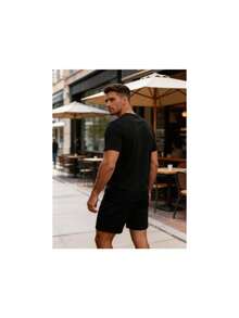 Men T-Shirt Co-Ords - Black 2 - View 4