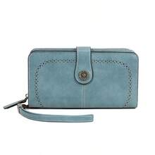 Ví nữ mới, ví dài bằng da PU, dung lượng lớn, kiểu ví cầm tay nhiều ngăn đựng thẻ, chống từ tính. - Màu xanh lam - Xem 7